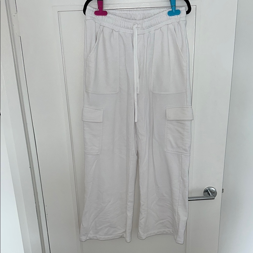 White Cargo Sweatpants